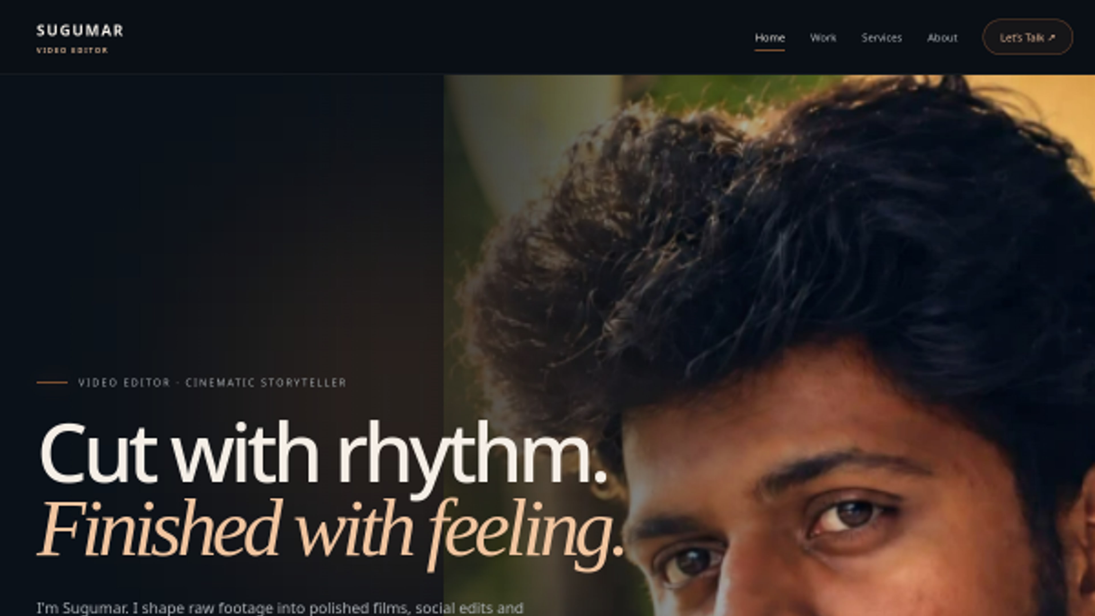 Sugumar Portfolio live website homepage preview